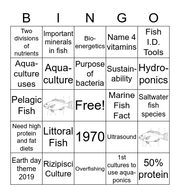 Aquatics Unit Wildlife  Bingo Card