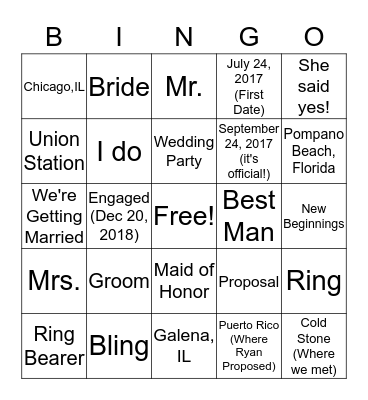 Engagement Party BINGO! Bingo Card