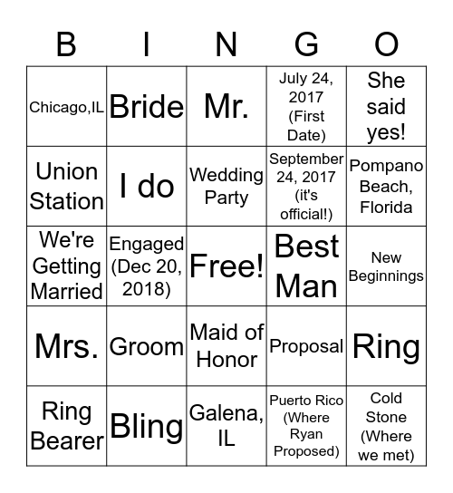 Engagement Party BINGO! Bingo Card