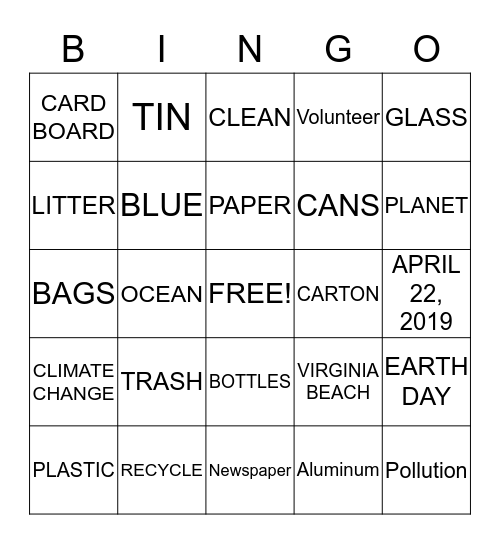 RECYCLING  Bingo Card