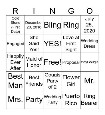 Engagement Party RING-OH! Bingo Card