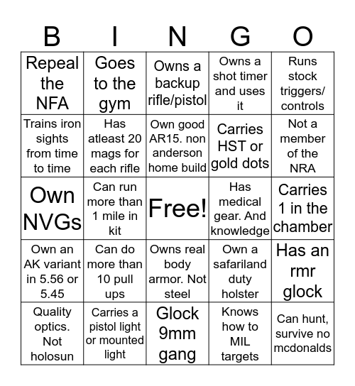 BOOGALOO Bingo Card