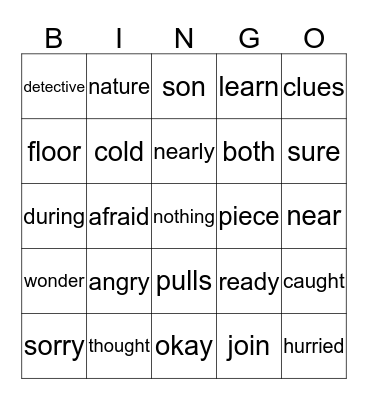 "The Puddle" Word Power Words Bingo Card