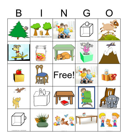 PREPOSITIONS! Bingo Card