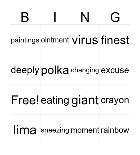 Decodable Bingo!  Bingo Card