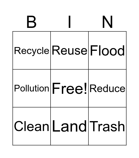 Caring for our Earth Bingo Card