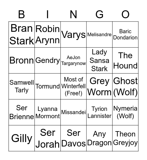 Season 8 Episode 3 Bingo Card