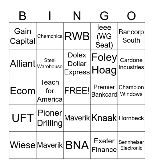 Jessies  Bingo Card
