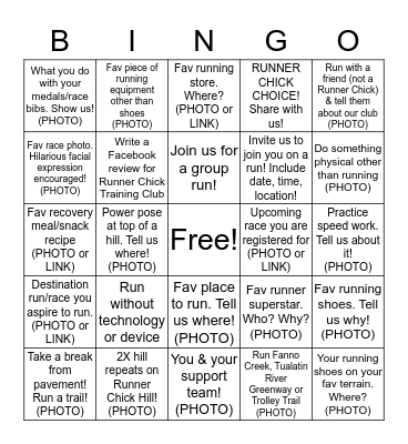 Runner Chick B-I-N-G-O! Bingo Card