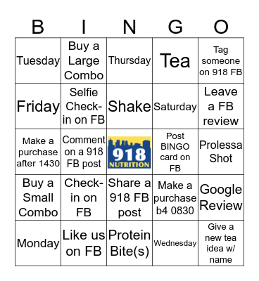 918 Nutrition Blackout BINGO Card