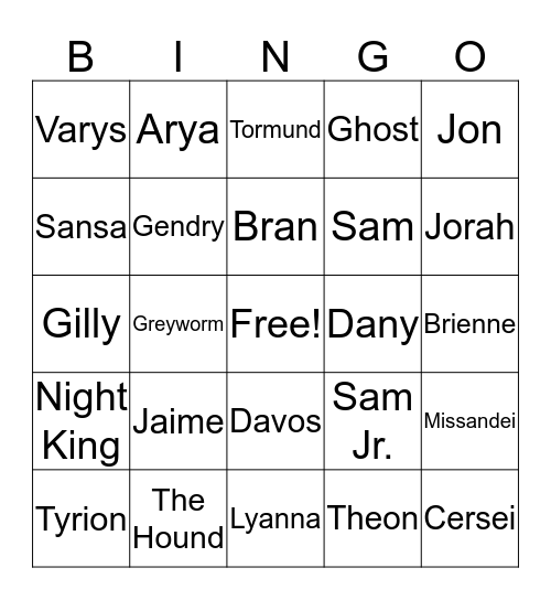 Season 8 Episode 3 Bingo Card