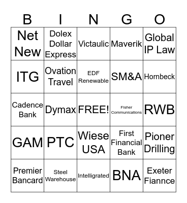 Team  Bingo Card