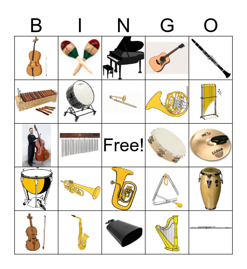 Instruments of the Orchestra BINGO Card
