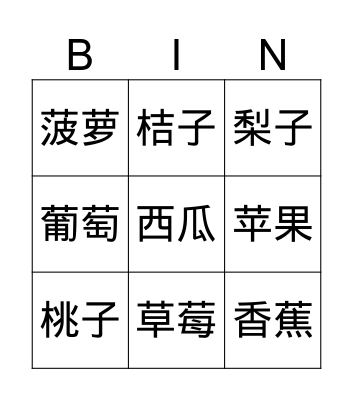 G5-U4L10-Fruits Bingo Card