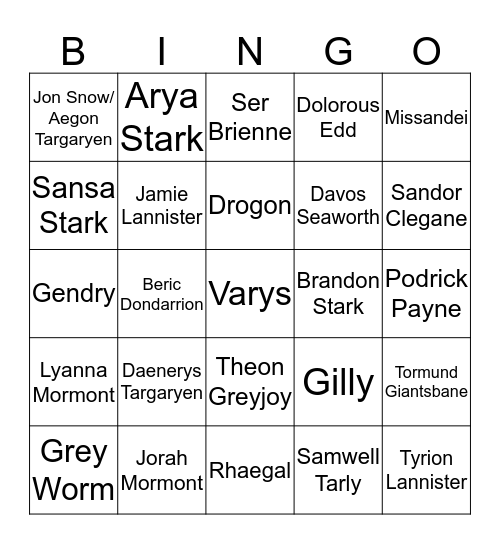 Season 7 Episode 3 Bingo Card