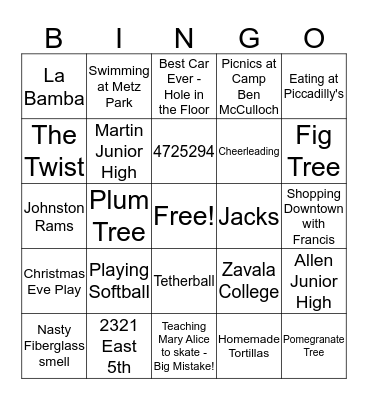 Vasquez Sisterhood Bingo Card