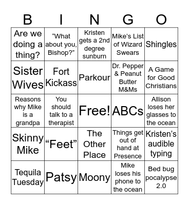 Seminary Bingo Card
