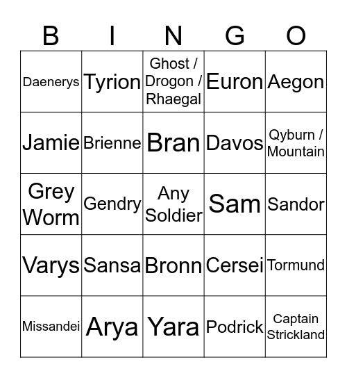 GoT S08E04+ Death Bingo Card