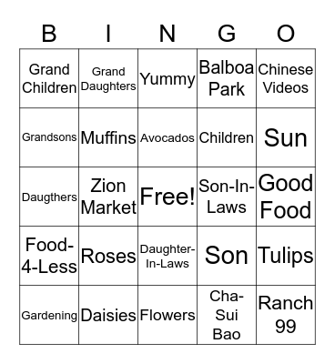 Mother's Day Celebration 2019 Bingo Card