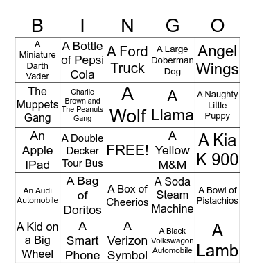 Super Bowl  Bingo Card