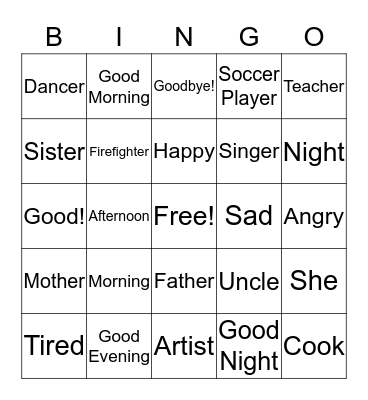 4th Grade Bingo Card