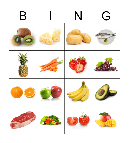 FOOD Bingo Card