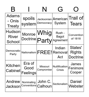 chapter 8 - 9 vocab Bingo Card