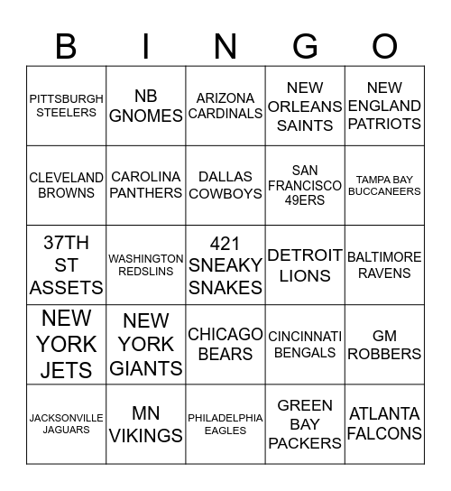 UW - FOOTBALL TEAMS Bingo Card