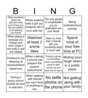 찐따 Bingo Card