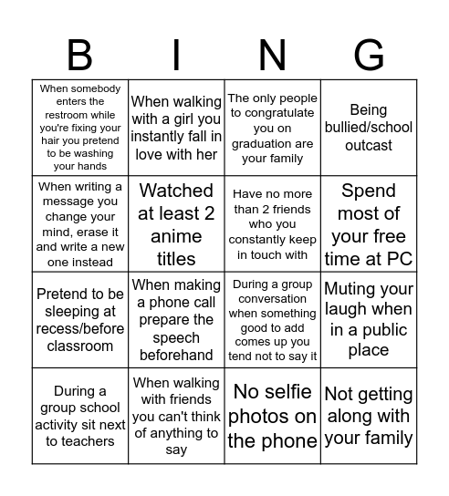 찐따 Bingo Card