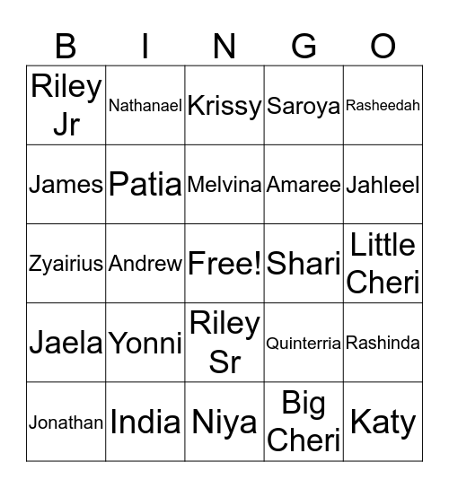 RILEY Bingo Card