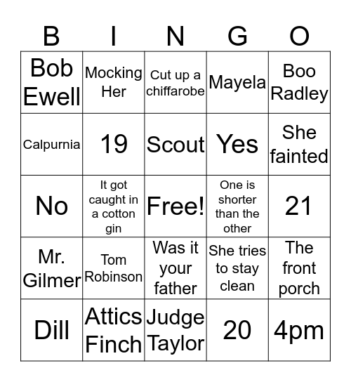 Chapter 18 Bingo Card