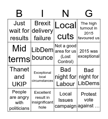 #ToryExcuses Bingo Card