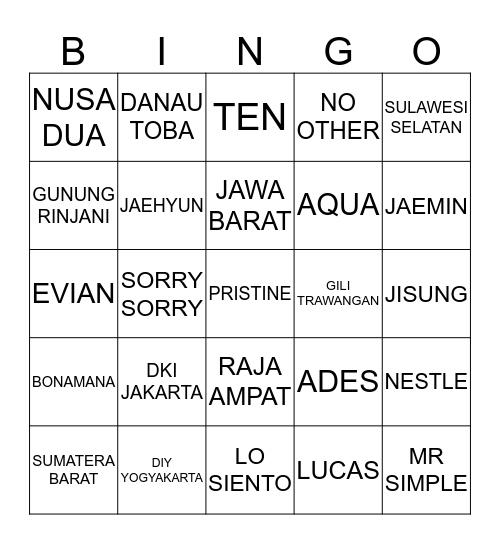 AU Bingo Card