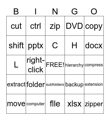 File Management Bingo Card