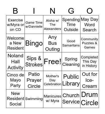 Participation Bingo Card