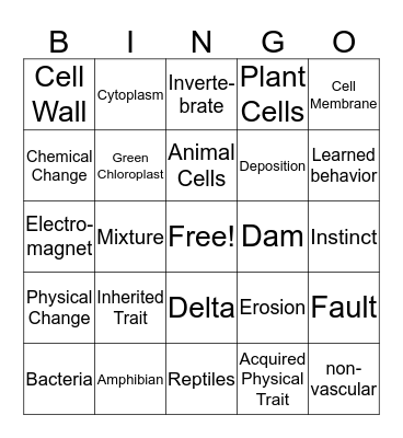 GMAS - Science BINGO! Bingo Card