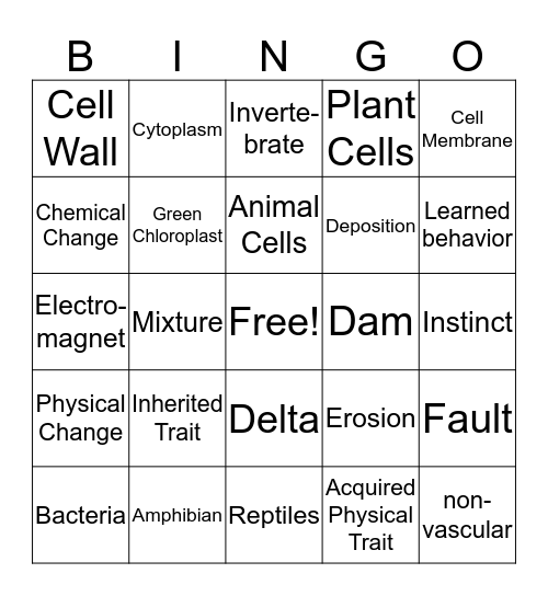 GMAS - Science BINGO! Bingo Card