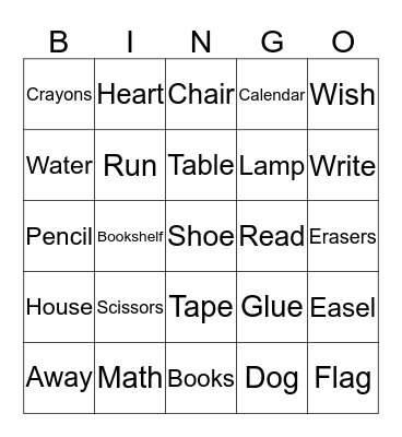 Cursive Identification Bingo Card