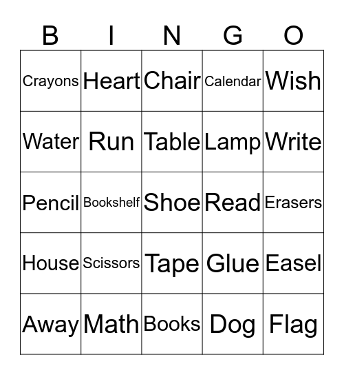 Cursive Identification Bingo Card