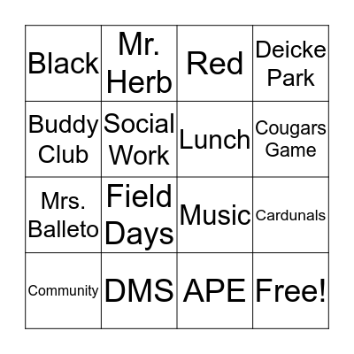 DMS Bingo Card