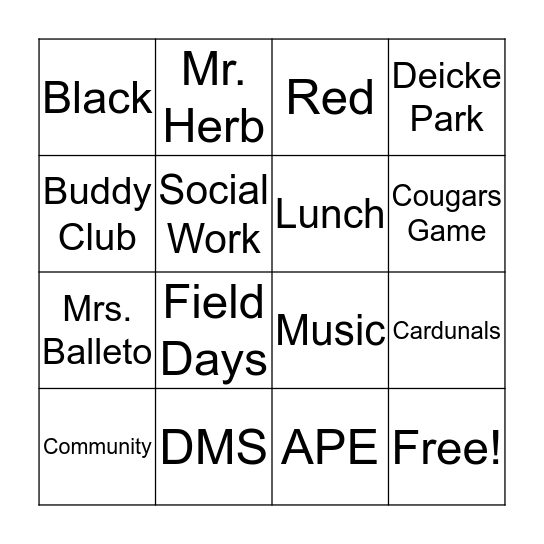 DMS Bingo Card