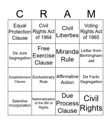BINGO UNIT III Bingo Card