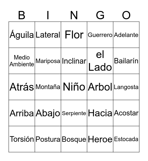 Yoga para Todos! Bingo Card