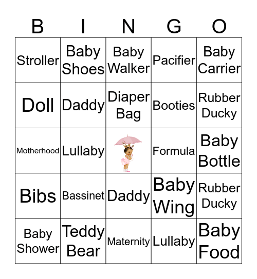 Camille & BJ's Baby Shower  Bingo Card