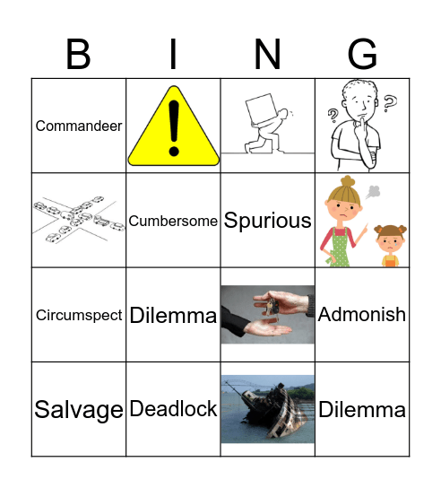 Unit 1 Vocab Bingo Card