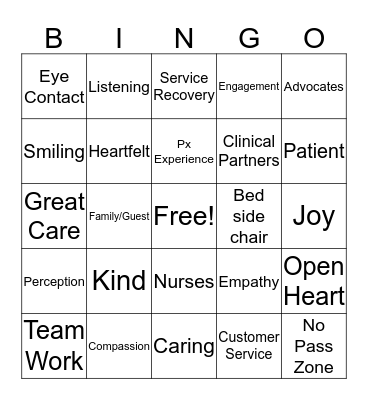 Nurses WEEK PX Bingo Card