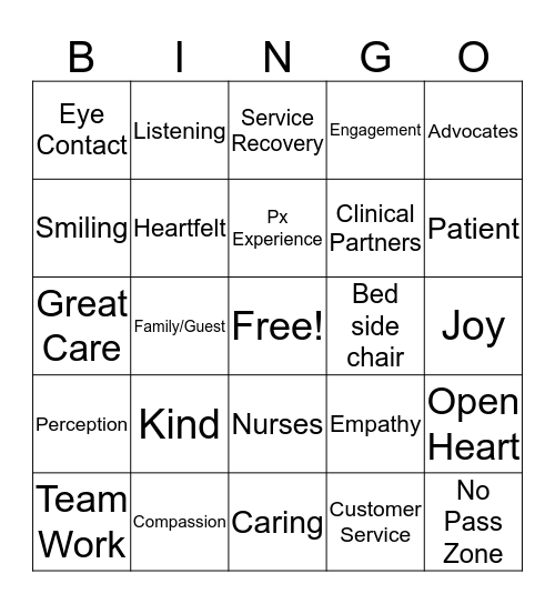 Nurses WEEK PX Bingo Card