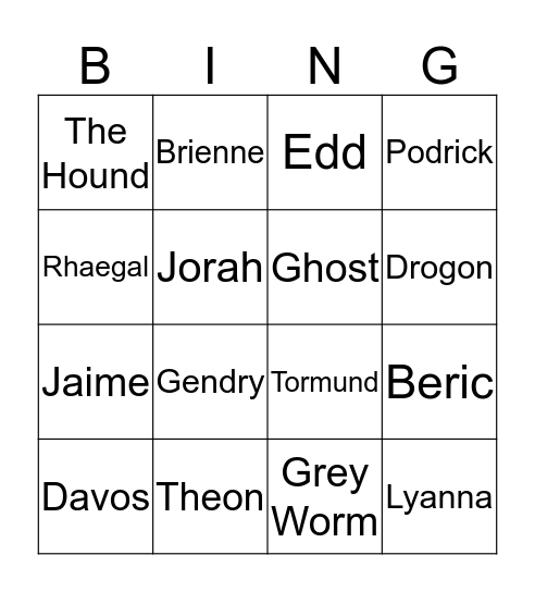 GOT Season 8 Ep 3 Bingo Card