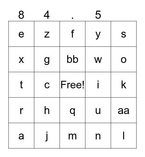 84.5-Who Bingo Card